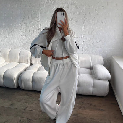 Damen Sweatshirt Jogginganzug Weite Kapuze Grau