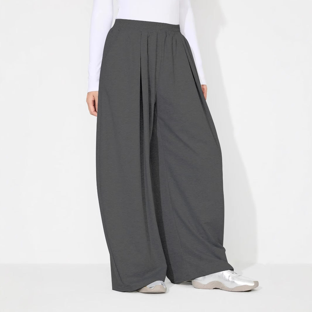 Damen Palazzo-Hose Elastischer Bund Falten Eveloria