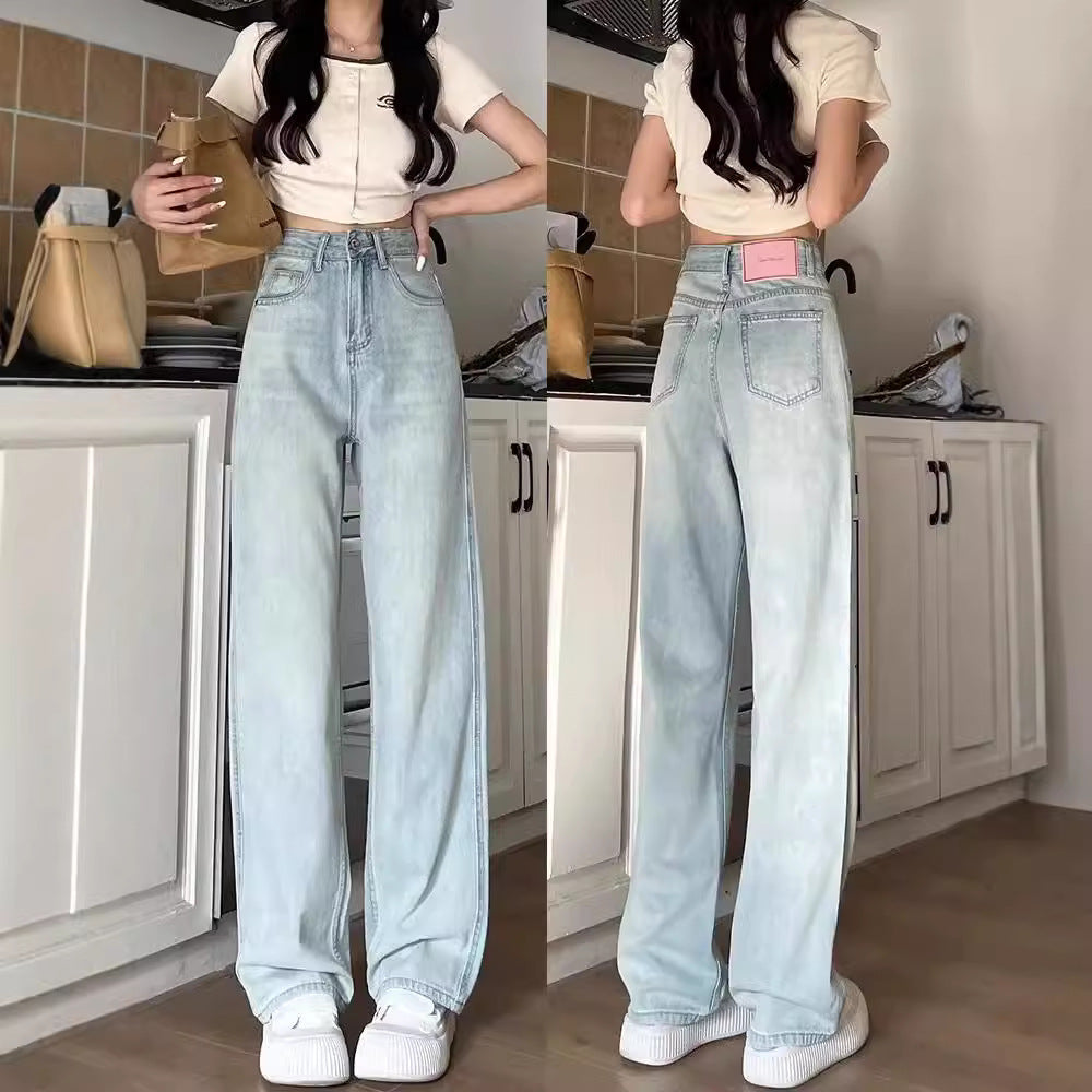 Damen High-Waist Jeans Weite Passform Bequem Eveloria - Eveloria