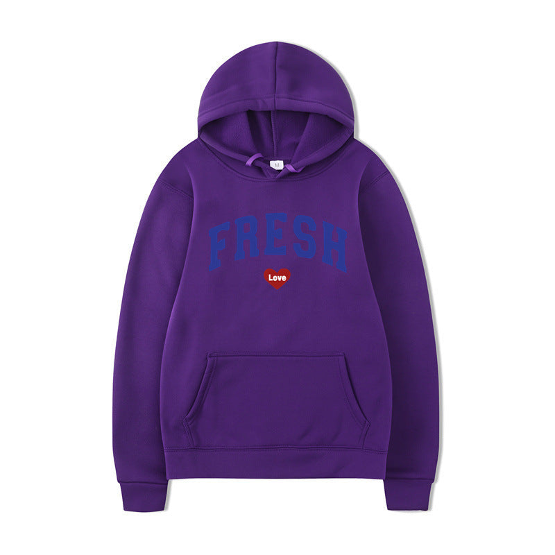 Damen Kapuzenpullover Weiches Fleece Verspielter Schriftzug Grau