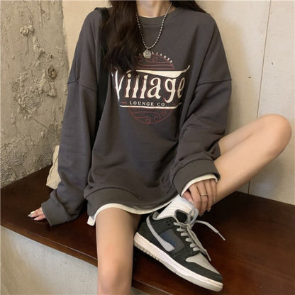 Damen Oversized Pullover Atmungsaktives Material Bequem Grau