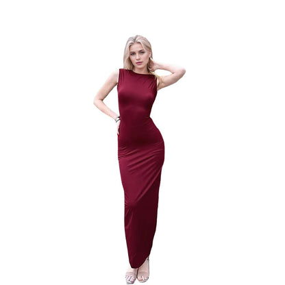 Damen Maxikleid Figurbetonter Schnitt Hochschlitz