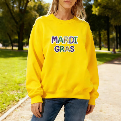 Damen Sweatshirt Mardi Gras Schriftzug Eveloria