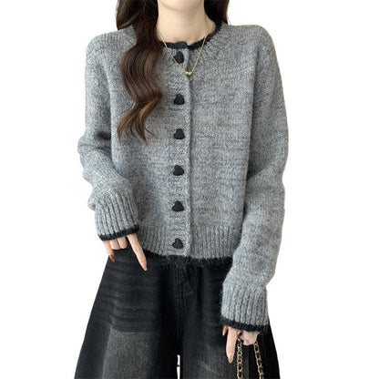 Damen Strickjacke Herzknöpfe Eveloria