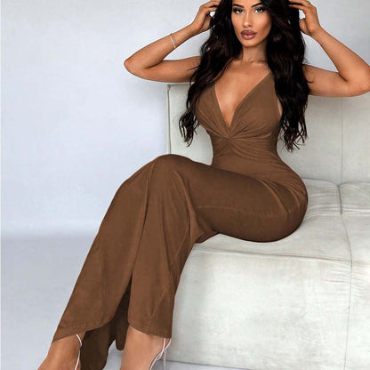 Damen Maxikleid V-Ausschnitt Schlank Eveloria