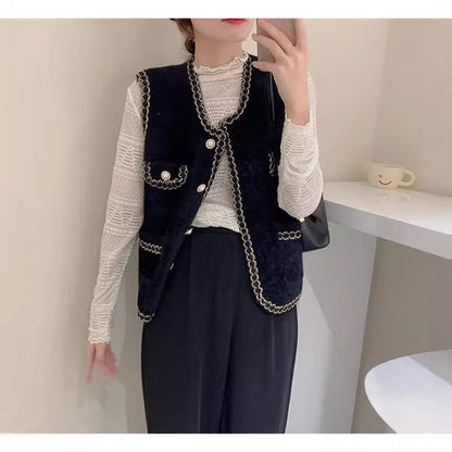 Damen Weste mit Perlenverzierung Elegante Damenweste aus Seide mit