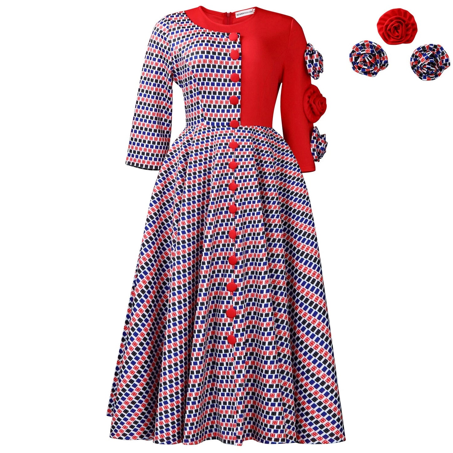 Damen Kleid mit Grafikmuster Mehrfarbig Eveloria