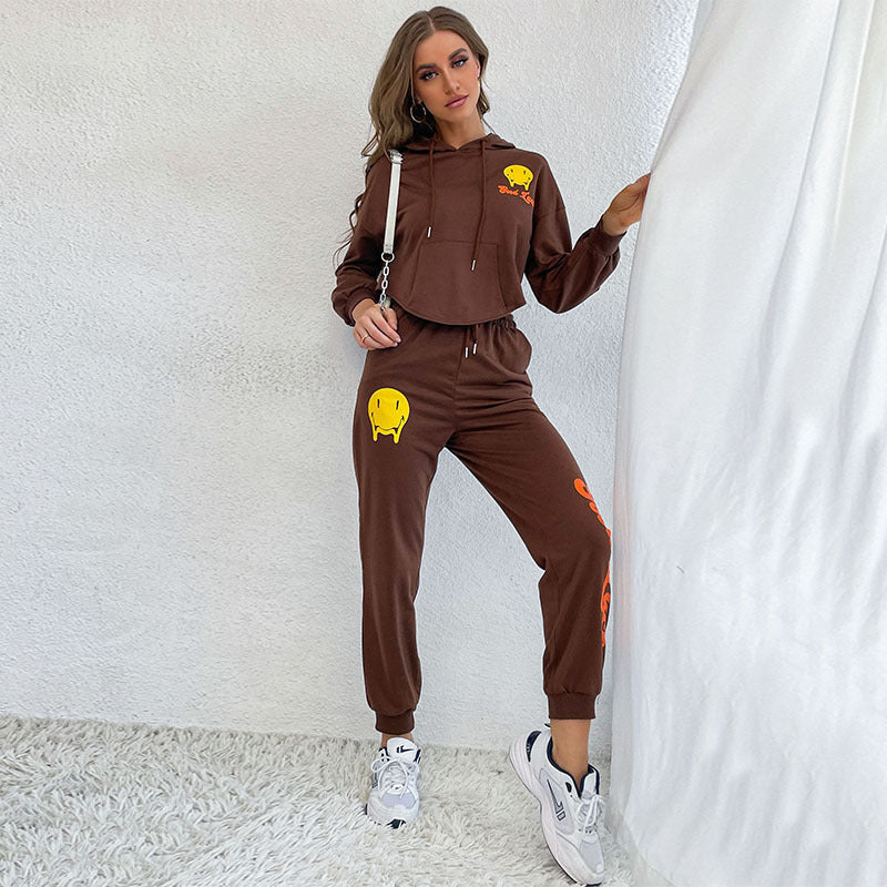 Damen Jogginganzug mit Kapuze Bunt Graphic-Print
