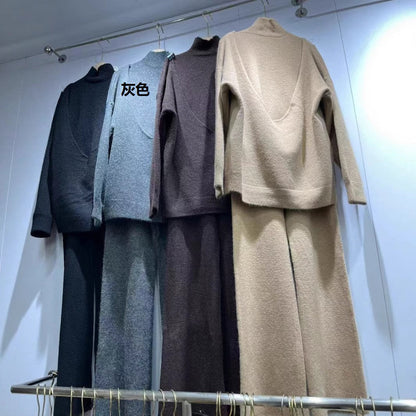 Damen Strickpullover Hochtaillierter Stehkragen Weich Grün