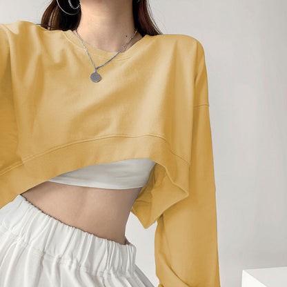 Damen Crop-Sweatshirt Weit Ärmel Modischer Schnitt