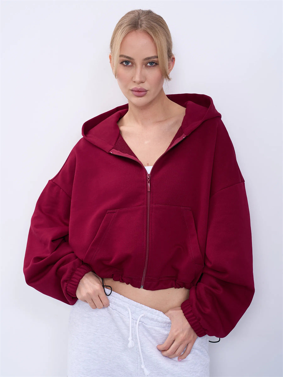Damen Kapuzenpullover Cropped Voluminöse Ärmel Eveloria