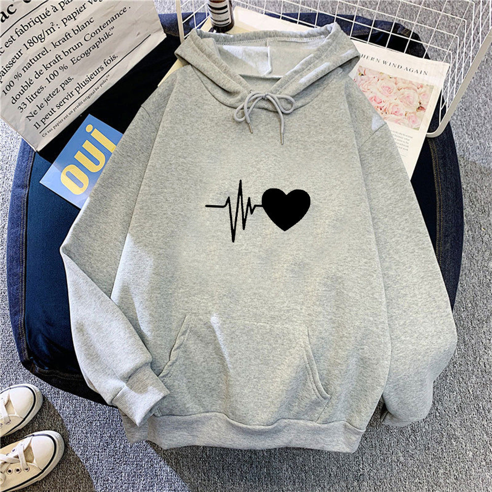 Damen Kapuzenpullover Herzschlagmotiv Eveloria