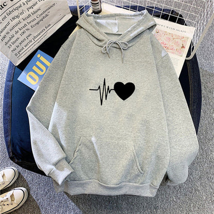 Damen Kapuzenpullover Herzschlagmotiv Eveloria