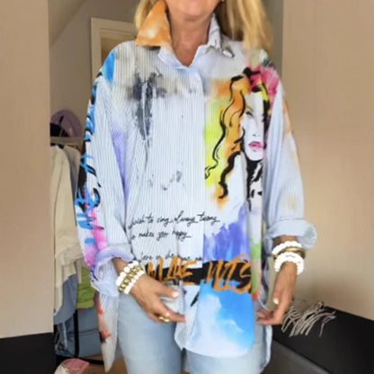 Damen Oversize Bluse mit Grafikdesign Eveloria