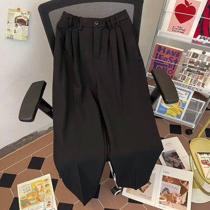 Damen High-Waist Hose Falten Weites Bein Eveloria