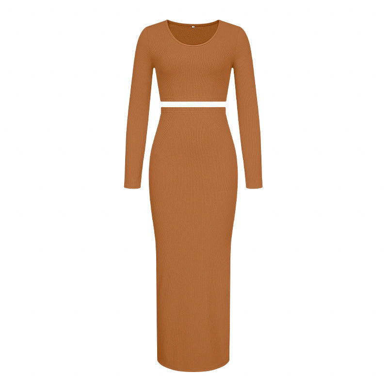 Damen Langarm-Kleid mit Taillengürtel Eveloria