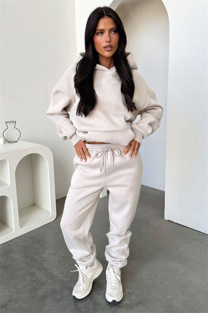 Damen Sportliches Loungewear-Set mit Kapuze elastisch Eveloria