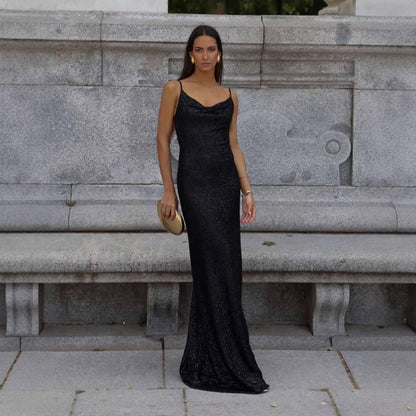 Damen Abendkleid mit tiefem Rückenausschnitt schimmernd Eveloria