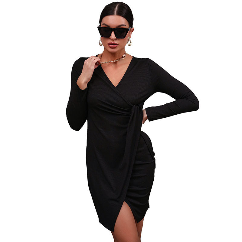 Damen Wickelkleid Elegante Raffung Eveloria