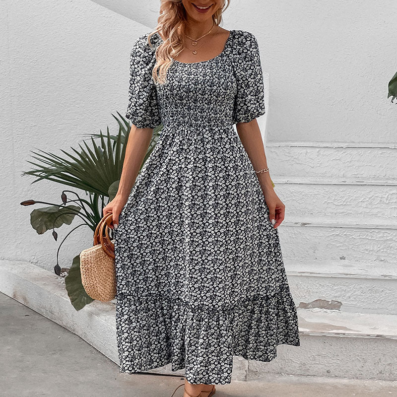 Damen Maxikleid mit Rückenausschnitt und Volumenärmeln Eveloria - Eveloria