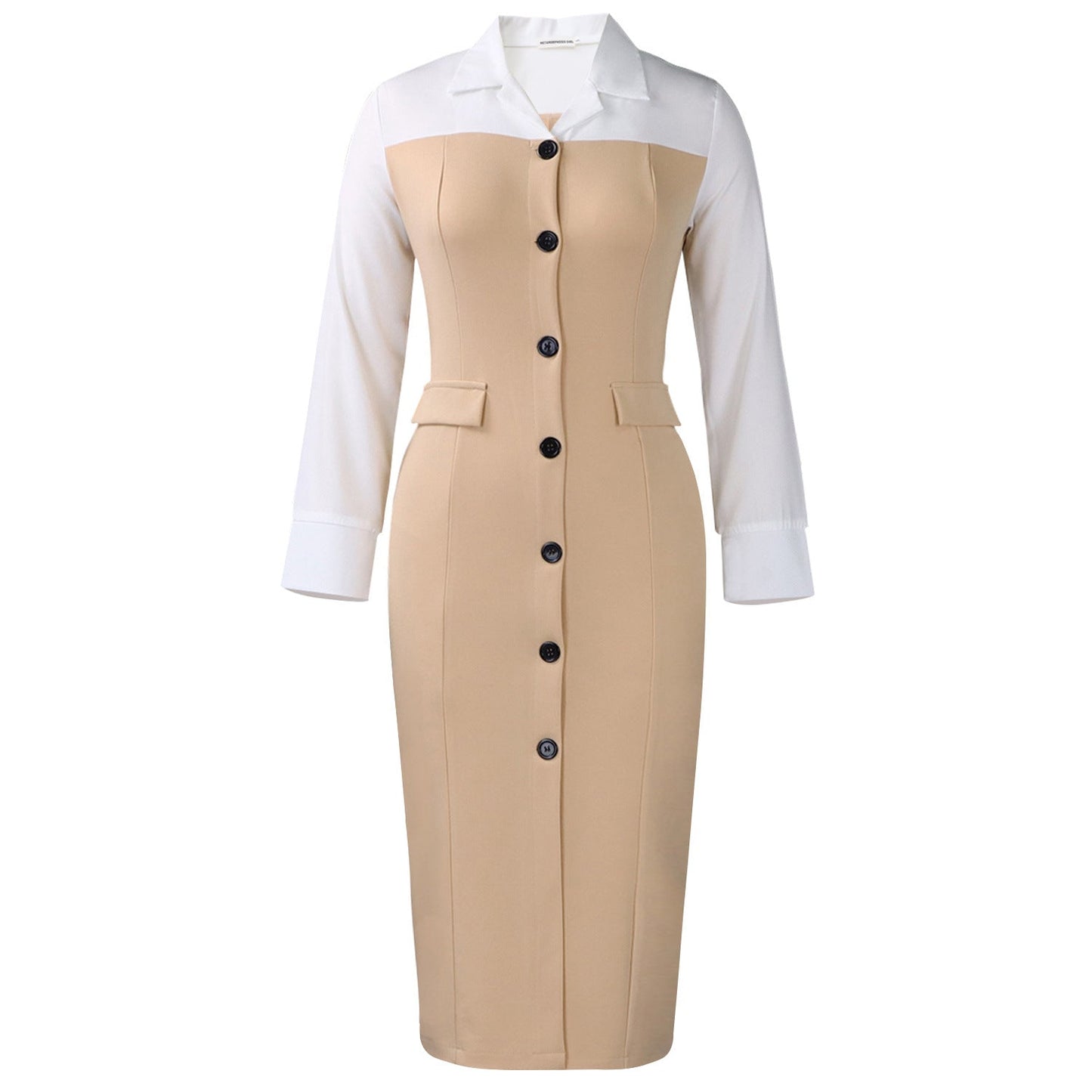 Damen Hemdkleid Knopfleiste Lange Ärmel Eveloria