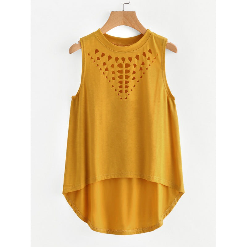 Damen Sporttop Ärmellos Dekorativer Cut-Out Asymmetrisch