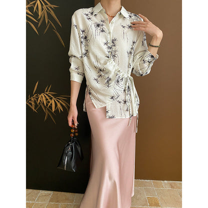 Damen Blusenshirt Wickeldesign Floralmuster Eveloria - Eveloria