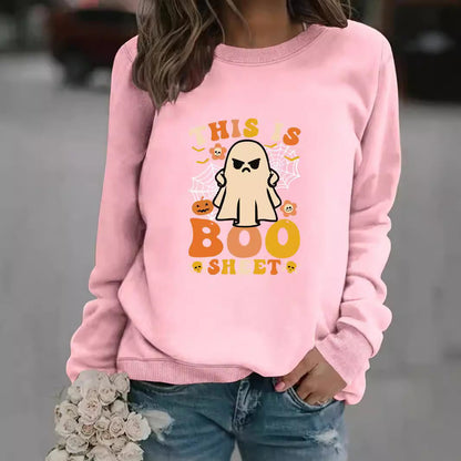 Damen Sweatshirt Herbst-Print Lässiger Schnitt Beige
