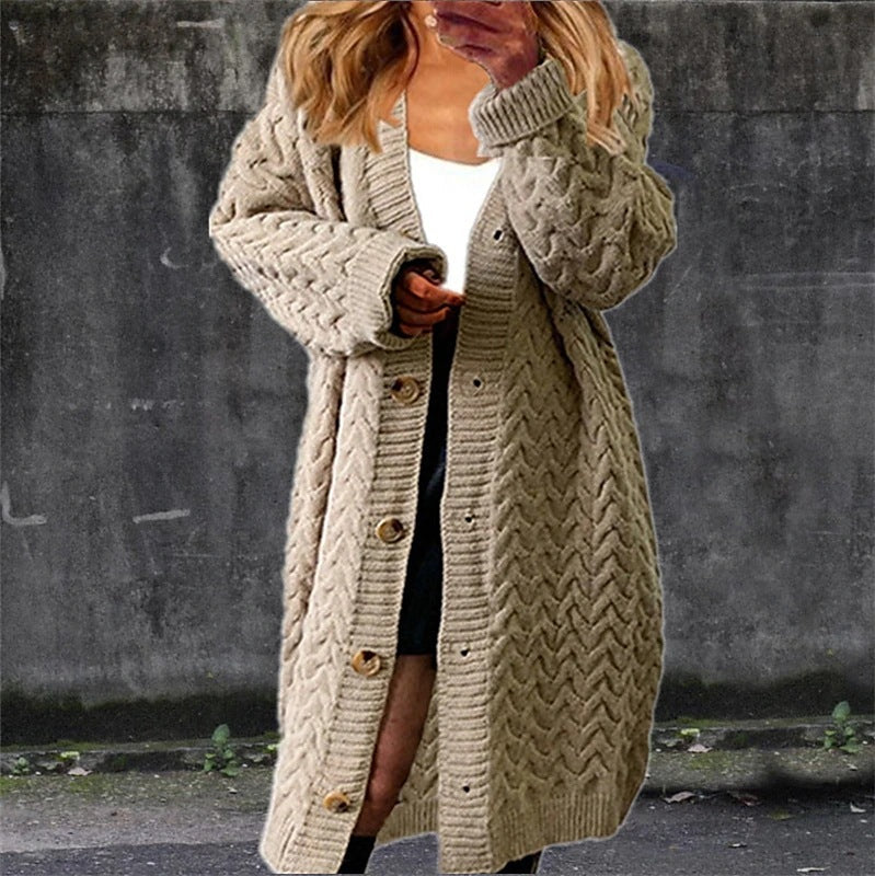 Damen Grobstrickjacke Strukturiertes Zopfdesign Beige