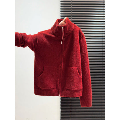 Damen Thermostrickjacke Hochschließend 2 Taschen Eveloria - Eveloria