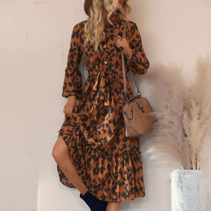 Damen Maxikleid Voluminöser Rock Elegantes Rüschen Design