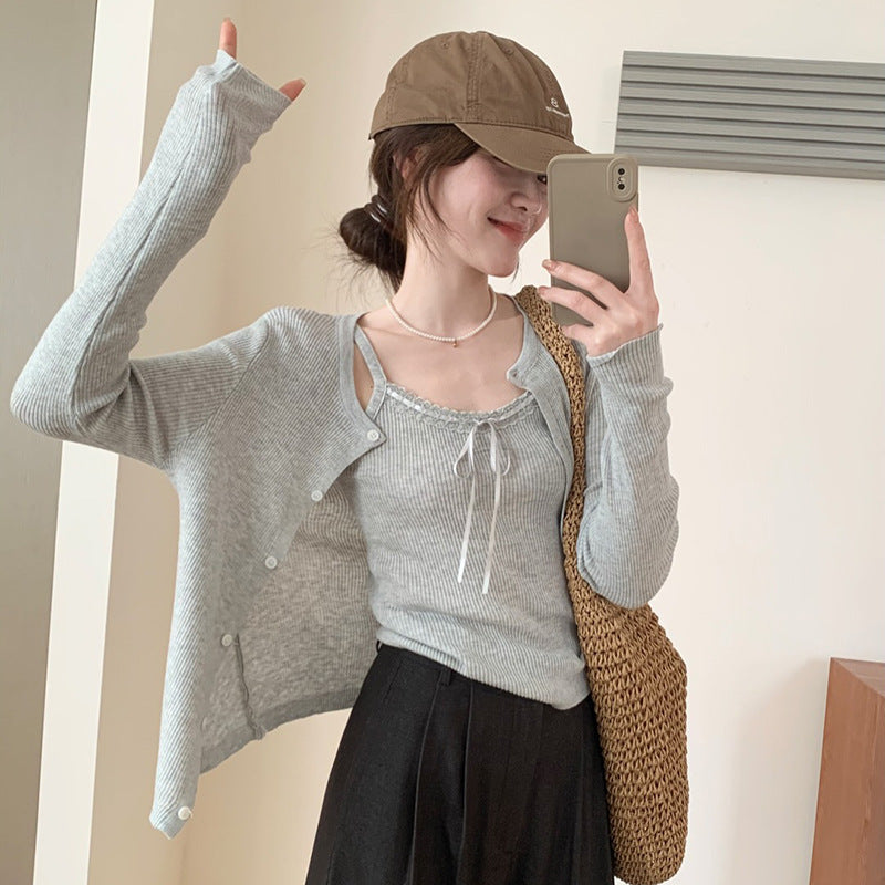 Damen Strickjacke Lässig Verlängerte Ärmel Modisch Eveloria