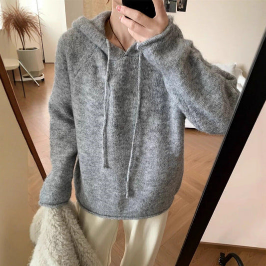 Damen Hoodie Weiches Fleece Kängurutasche Beige - Eveloria