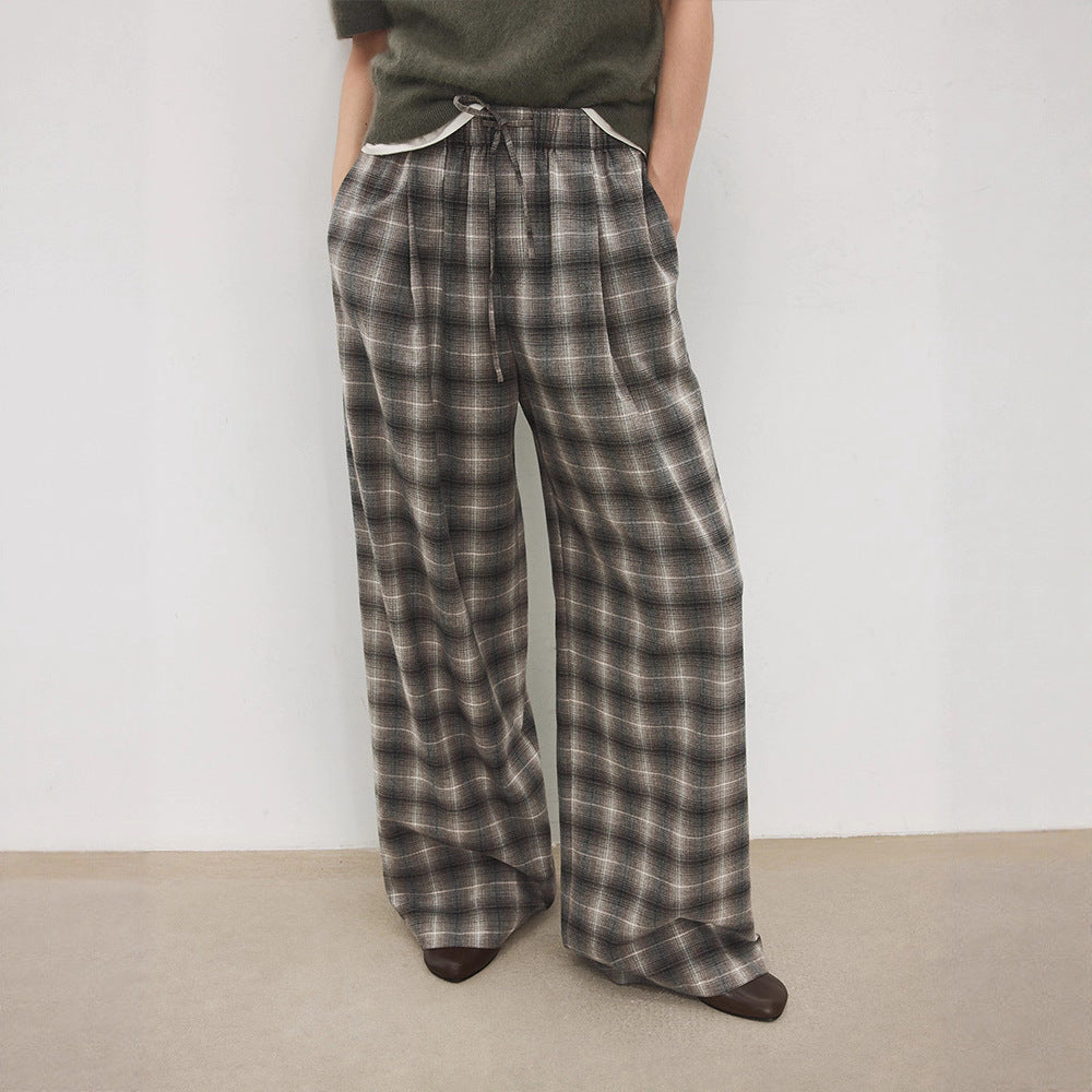 Damen Karohosen Elastischer Bund Weit Bequem Eveloria
