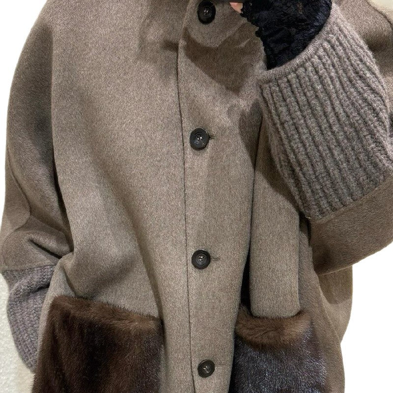 Damen Wolljacke Übergröße Einzigartige Details Eveloria