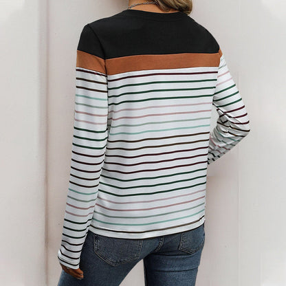 Damen Langarmshirt Streifenmuster Baumwolle Eveloria