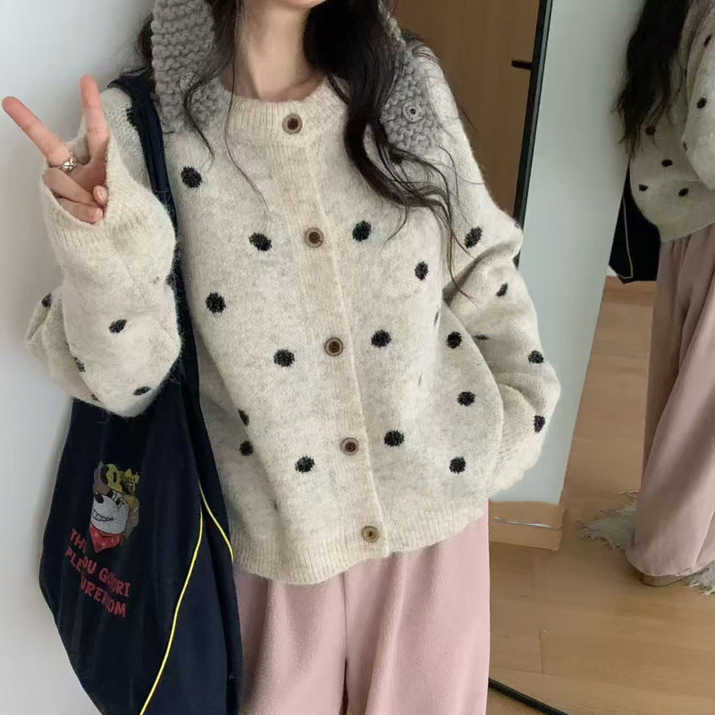 Damen Strickpullover Kuschelig Punktmuster Eveloria