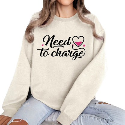 Damen Sweatshirt Inspirierender Herzspruch Lässig Grau