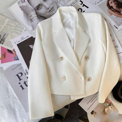 Damen Blazer Kurz Dekorative Knöpfe Eveloria