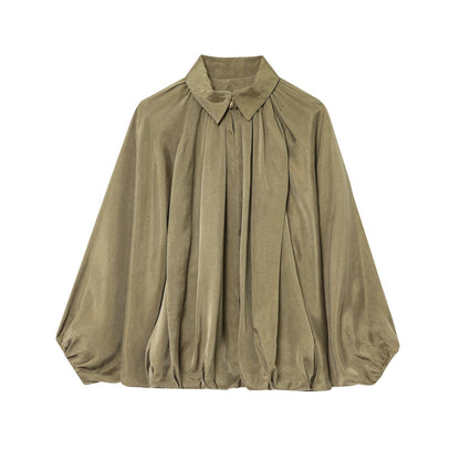 Damen Bluse mit Stehkragen und Plisseeoptik Elegantes Design
