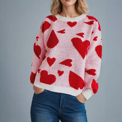 Damen Pullover mit Herzmotiv Baumwolle