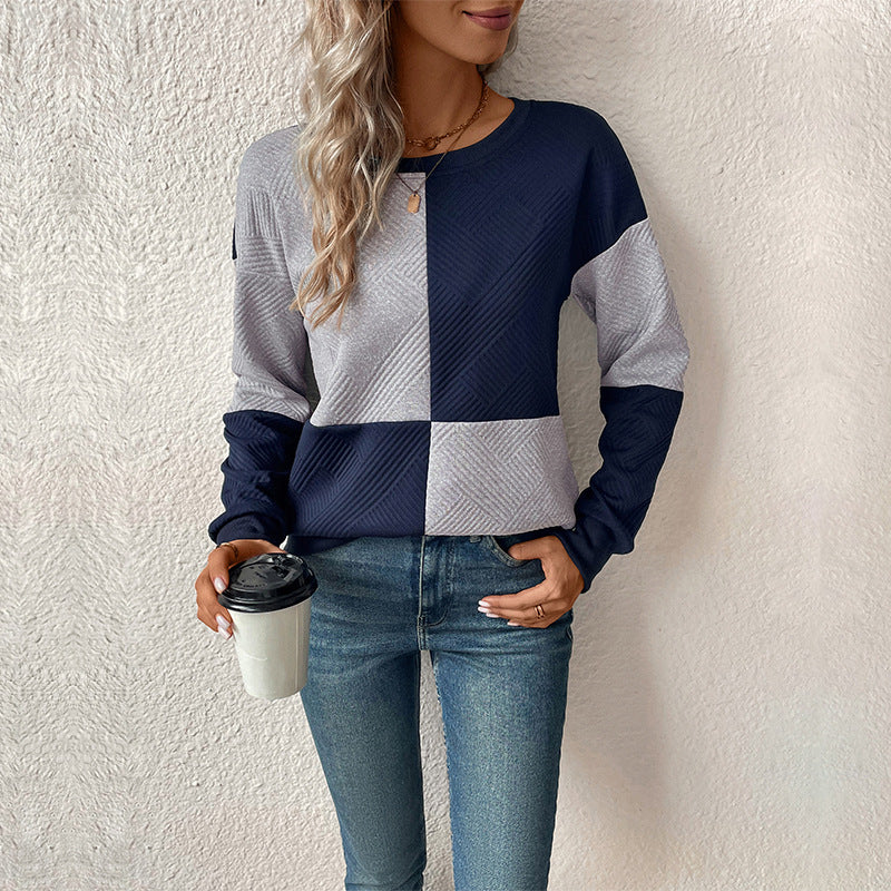 Damen Sweatshirt Blockstreifen Rundhals