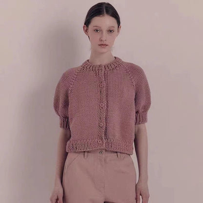 Damen Strickpullover Puffärmel Eveloria
