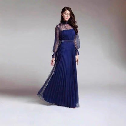 Damen Maxikleid Chiffon Rüschen Elegant