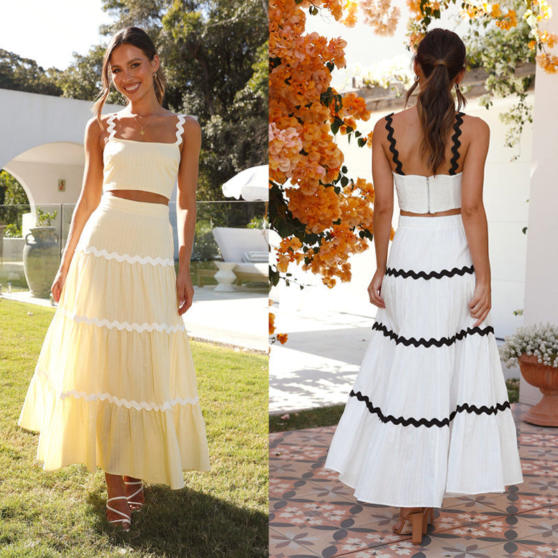 Damen Zweiteiliges Set Crop- Voluminöser Rock - Eveloria