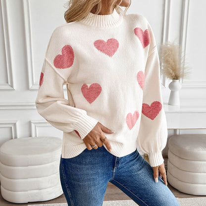 Damen Pullover Herzmotiv Eveloria