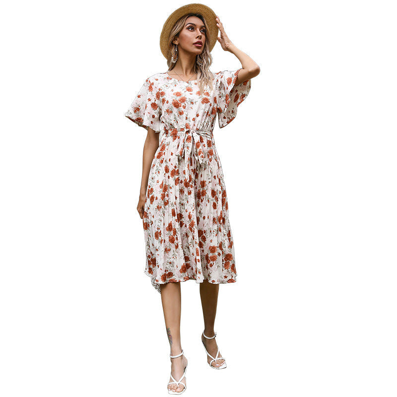 Damen Wickelkleid Sommer Floral Taillengurt Eveloria
