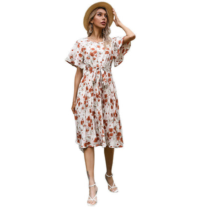 Damen Wickelkleid Sommer Floral Taillengurt Eveloria