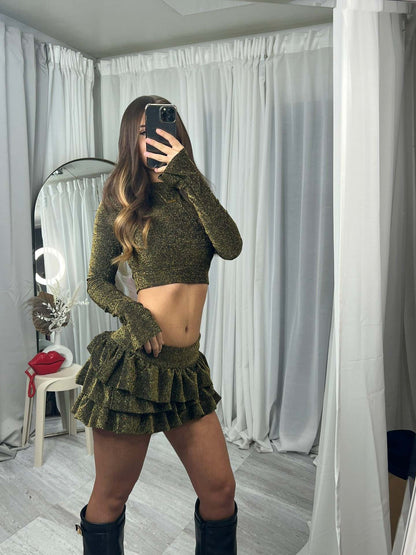 Damen Crop- und Mini-Rock Set Eveloria