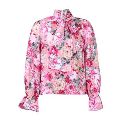 Damen Bluse mit Schleifendetail und floralem Muster